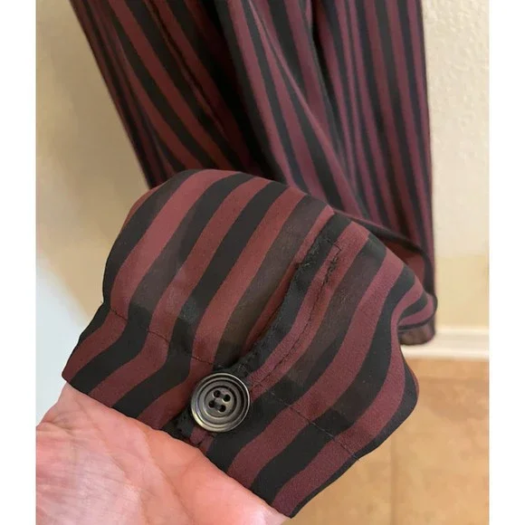 Roxy Wear-Roxanne Heptner Vintage 80s/90s Sheer Striped Buttoned Tunic Sz M - Picture 3 of 6